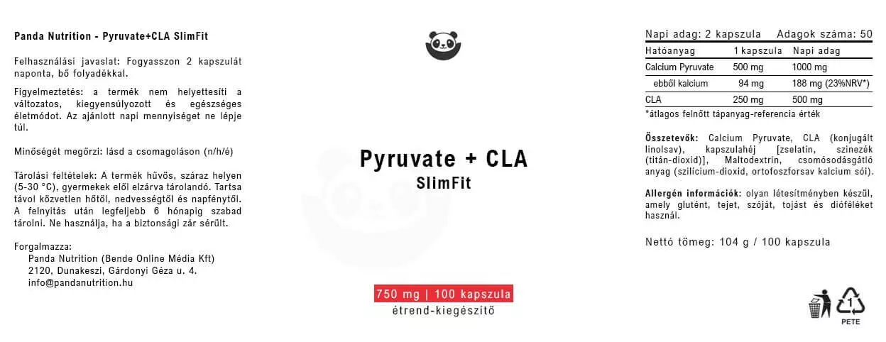 Panda Nutrition Pyruvate + CLA cimke